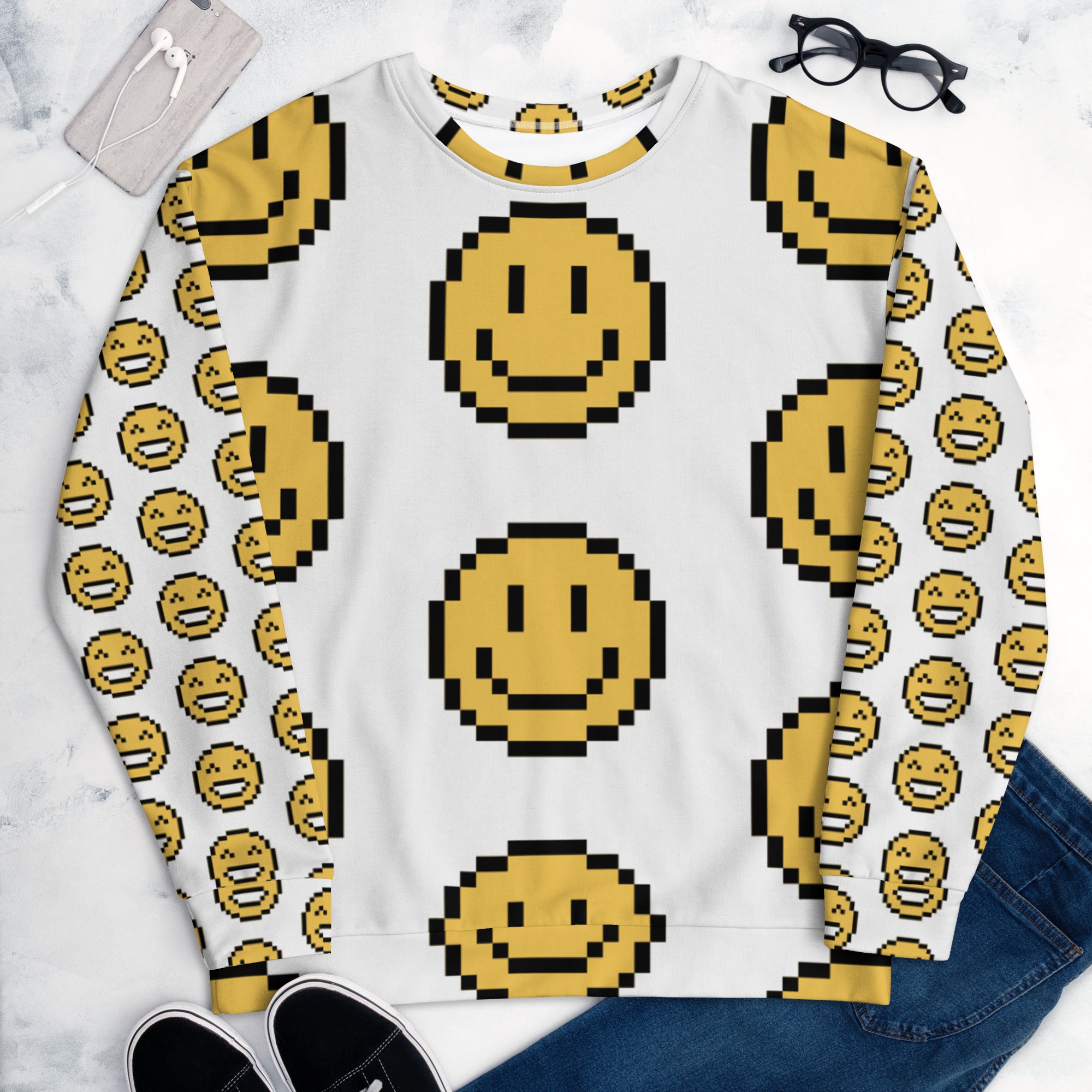 Sweat-Shirt Unisexe Smiley Pixel