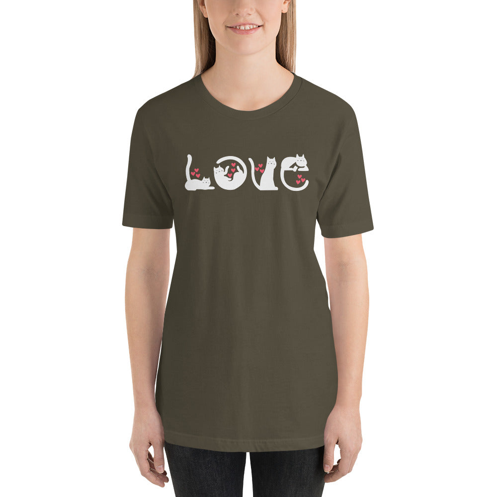 T-Shirt à manches courtes unisexe Chats Love
