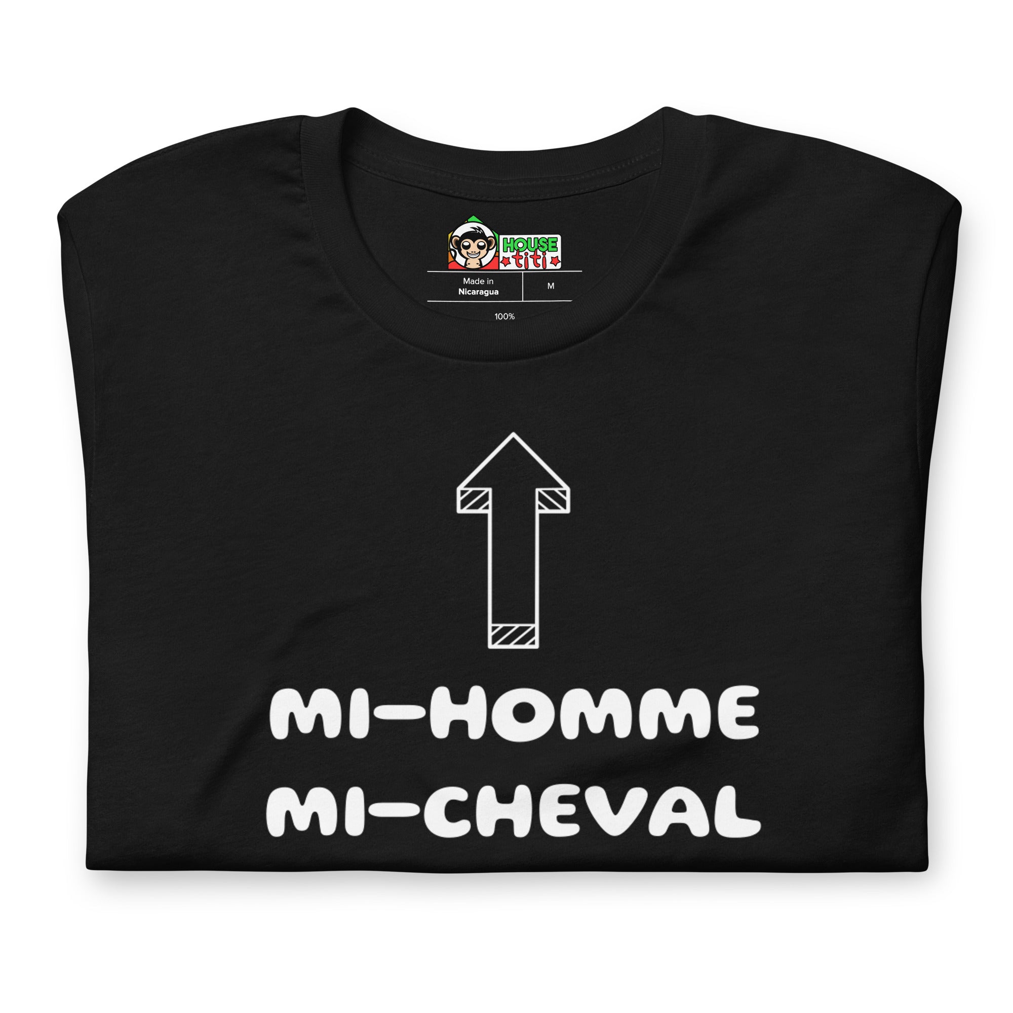 T-shirt unisexe Mi-Homme Mi-Cheval Lettrage clair