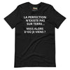 T-shirt unisexe La Perfection N'existe Pas Sur Terre (Lettrage clair)