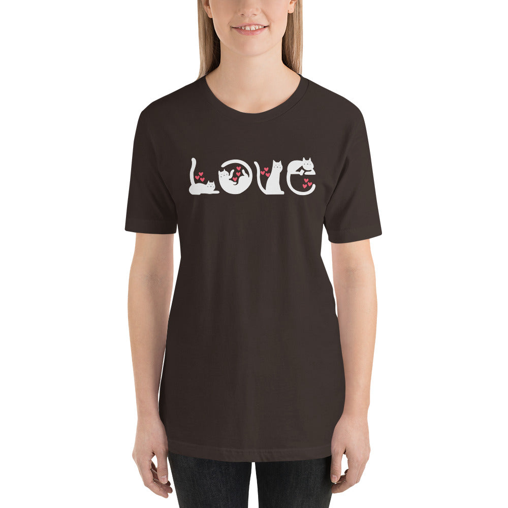 T-Shirt à manches courtes unisexe Chats Love