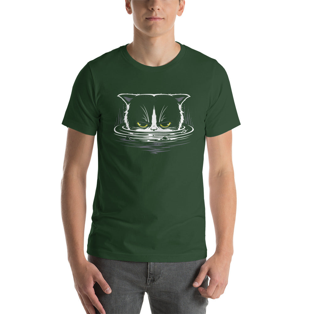 T-Shirt à manches courtes unisexe Chat Dans L'eau