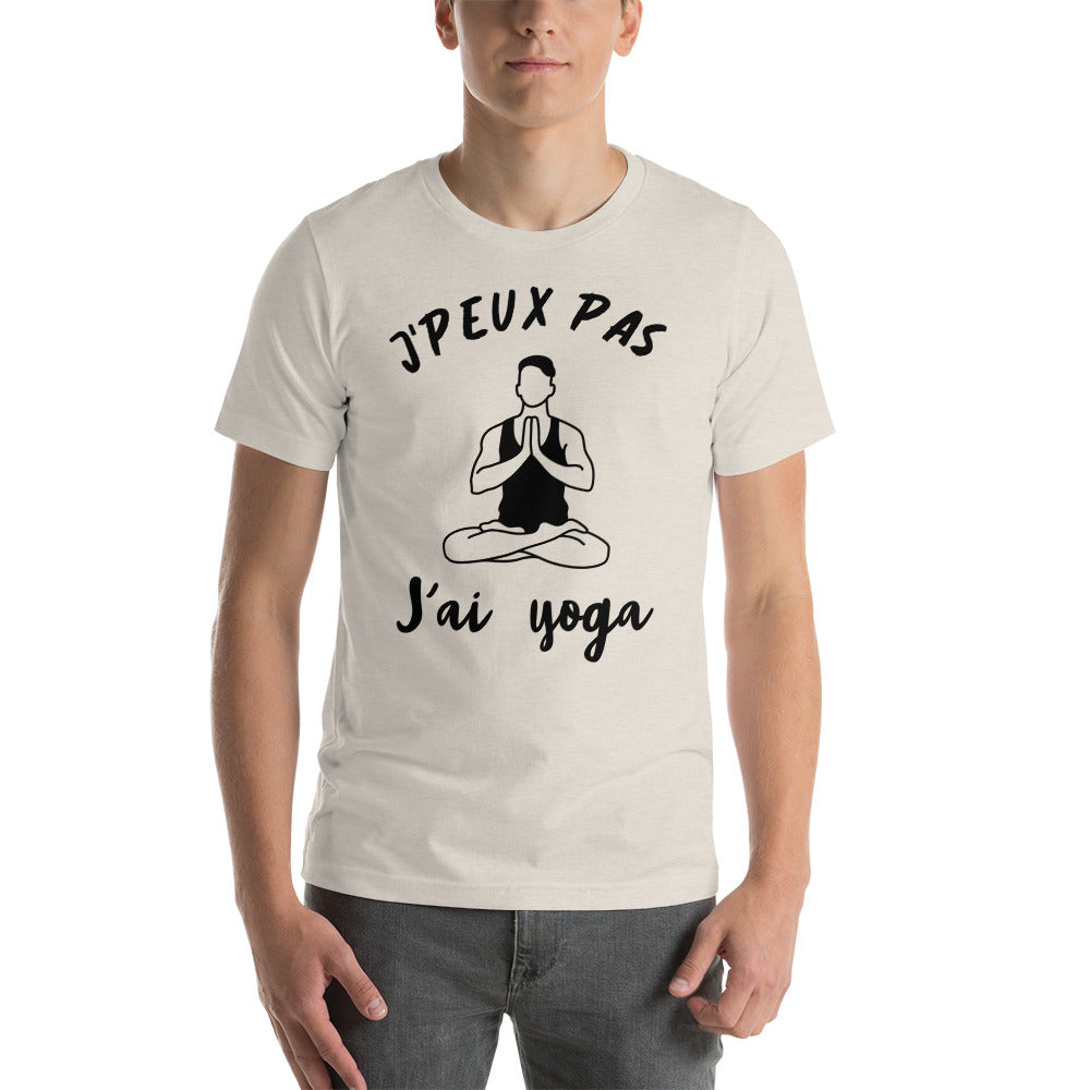 T-Shirt unisexe J'Peux Pas J'ai Yoga (Lettrage noir)