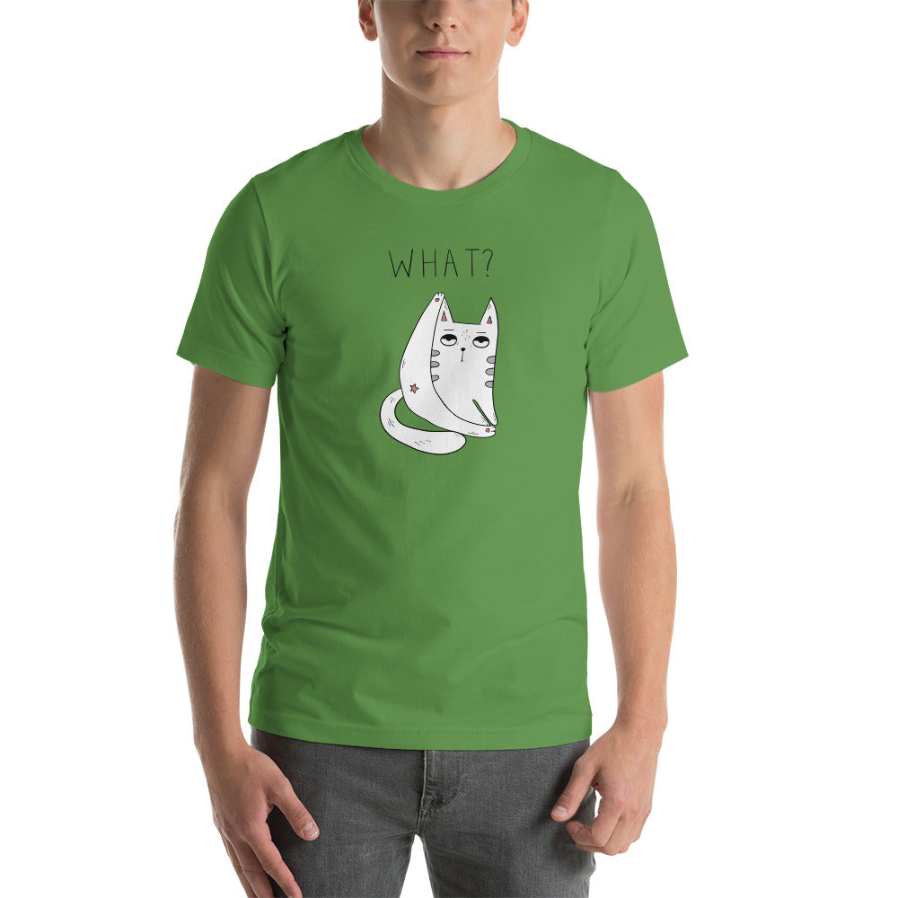 T-shirt Cat What Unisexe à Manches Courtes