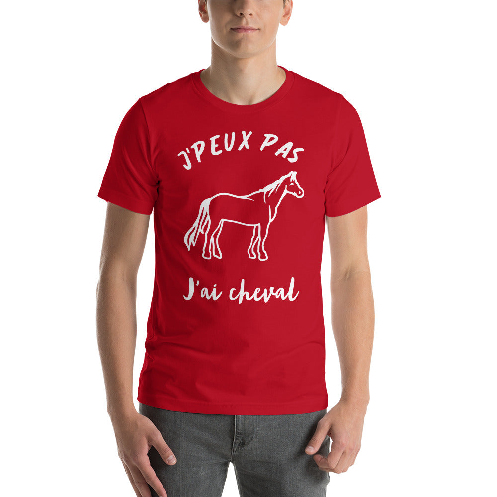 T-Shirt J'Peux Pas J'ai Cheval (Lettrage blanc)