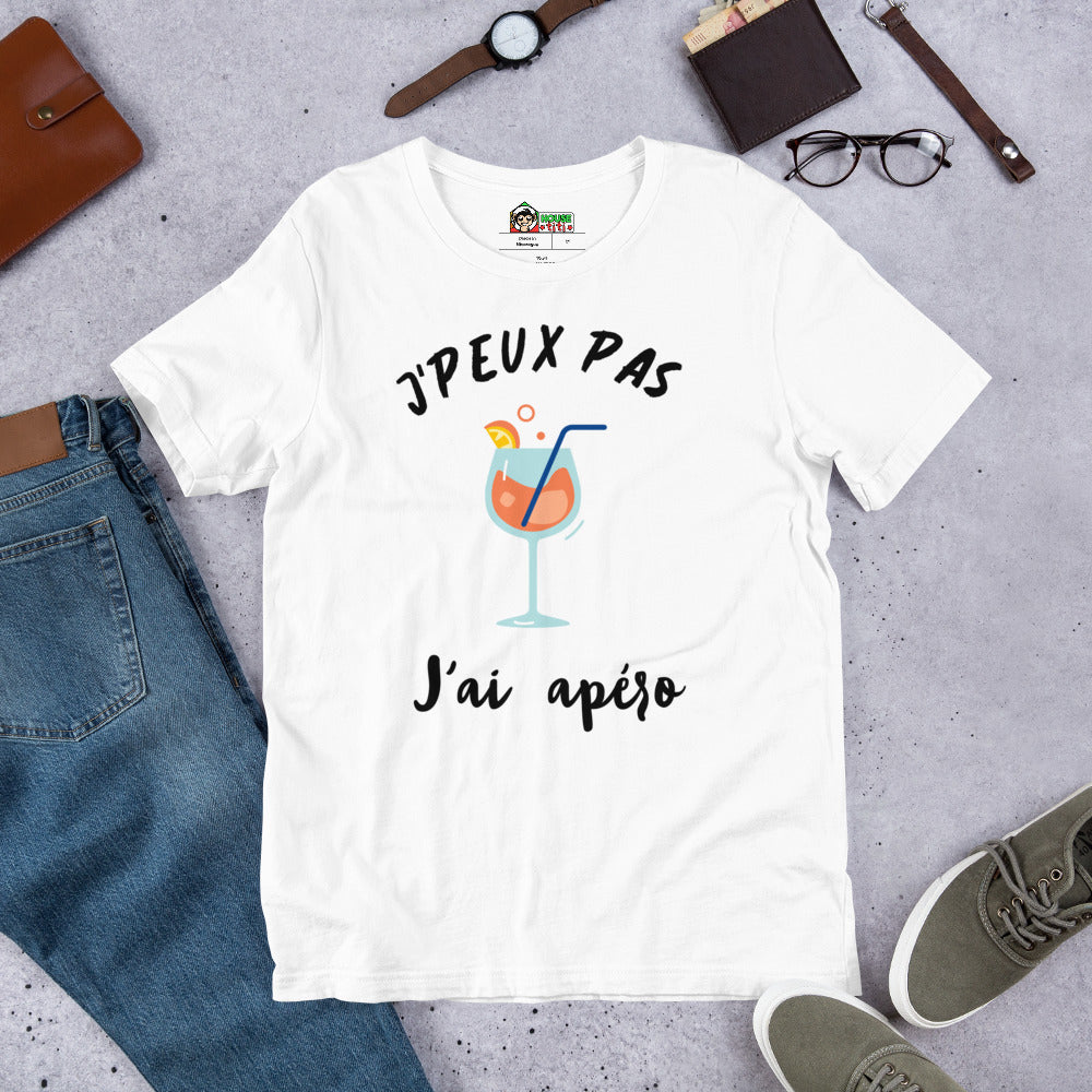 T-Shirt J'Peux Pas J'ai Apéro (Lettrage noir)