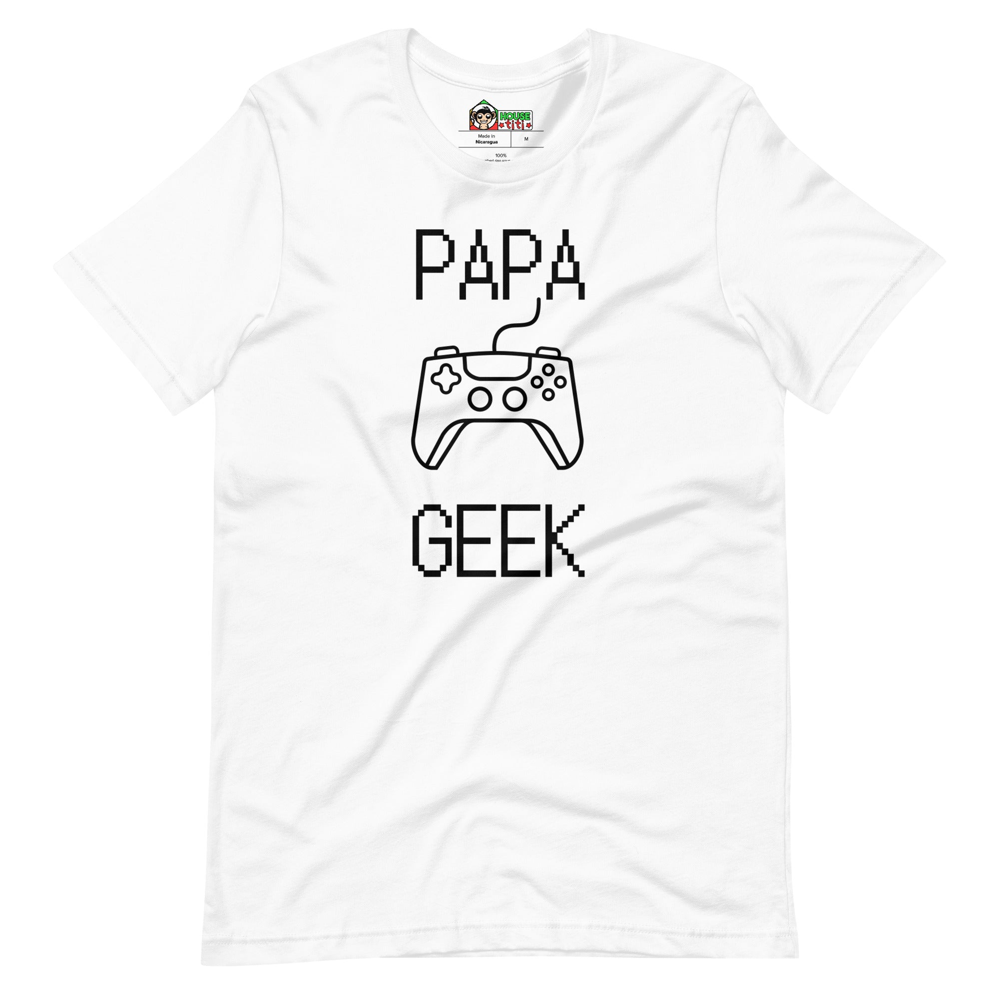 T-shirt unisexe Papa Geek (Lettrage noir)