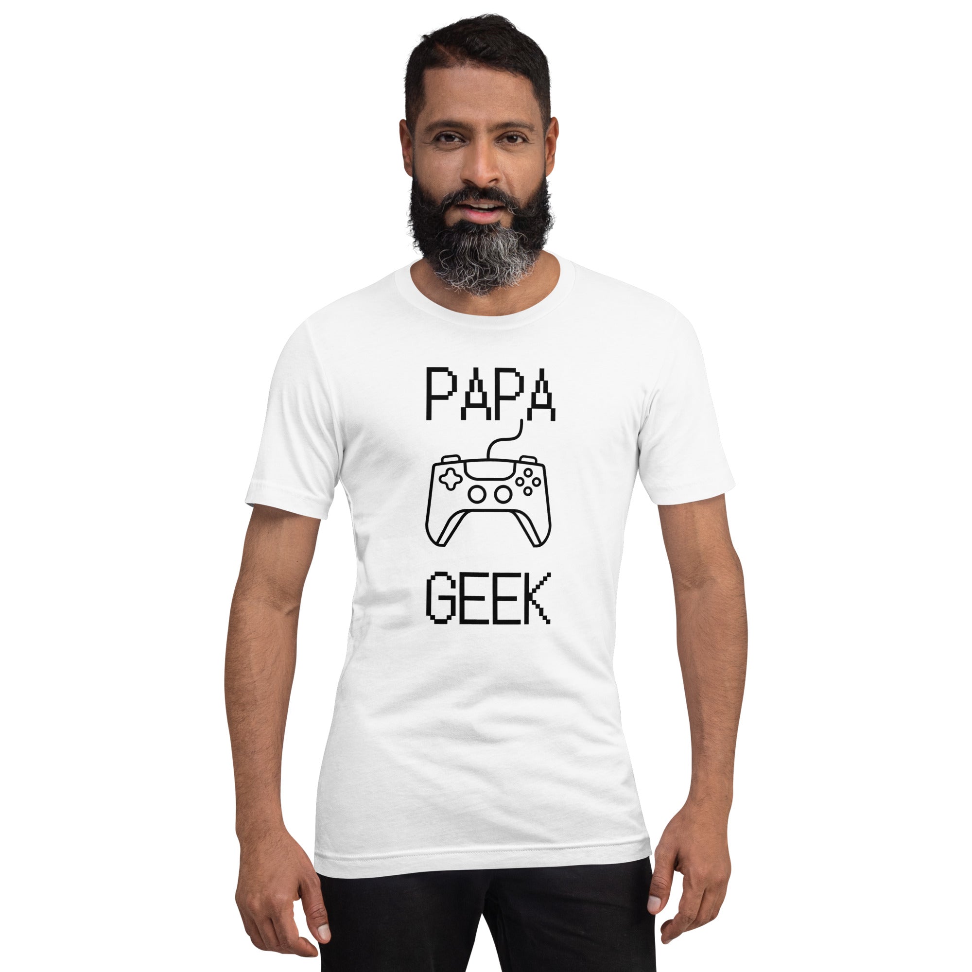 T-shirt unisexe Papa Geek (Lettrage noir)