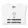 T-shirt unisexe Mi-Homme Mi-Cheval Lettrage foncé
