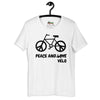 T-shirt unisexe Peace and Vélo (Lettrage foncé)
