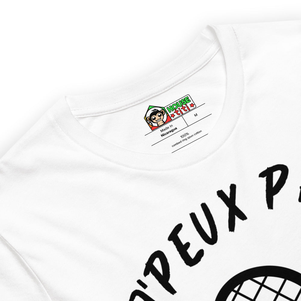T-Shirt unisexe J'Peux Pas J'ai Tennis (Lettrage noir)