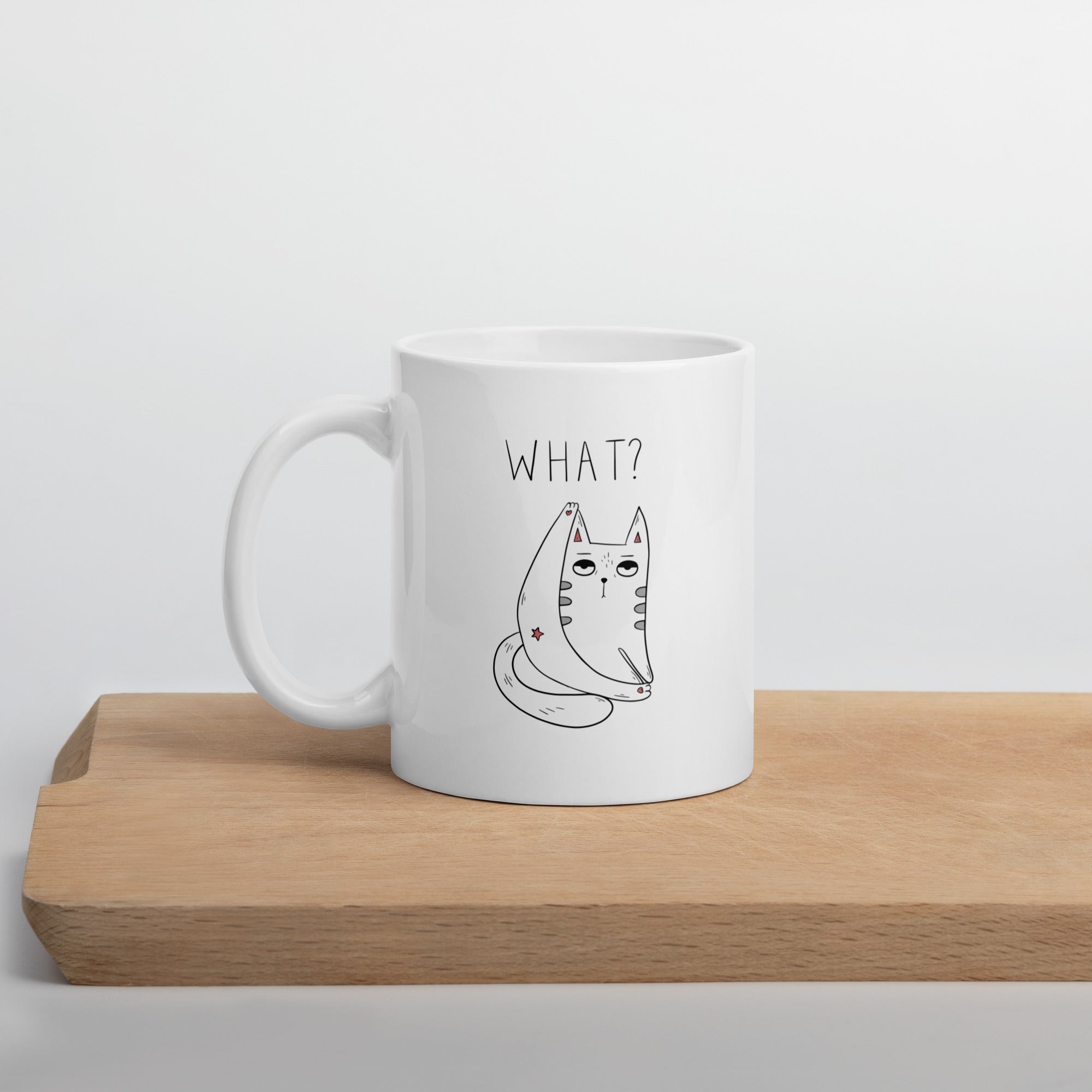 Mug Blanc Brillant Cat What