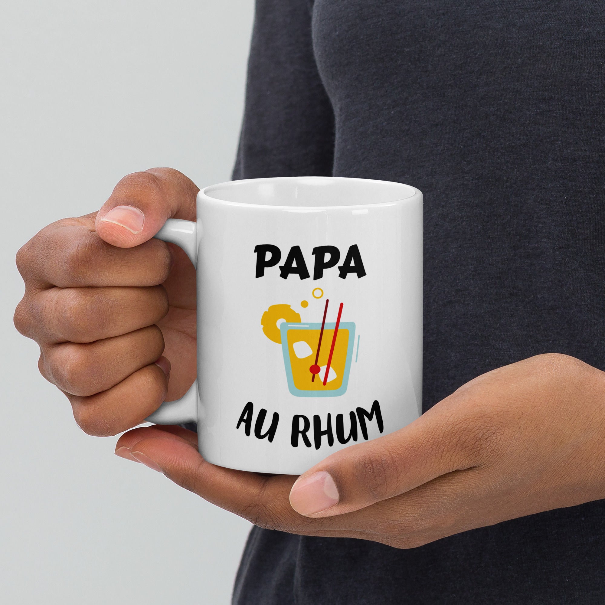Mug Blanc Brillant Papa Au Rhum