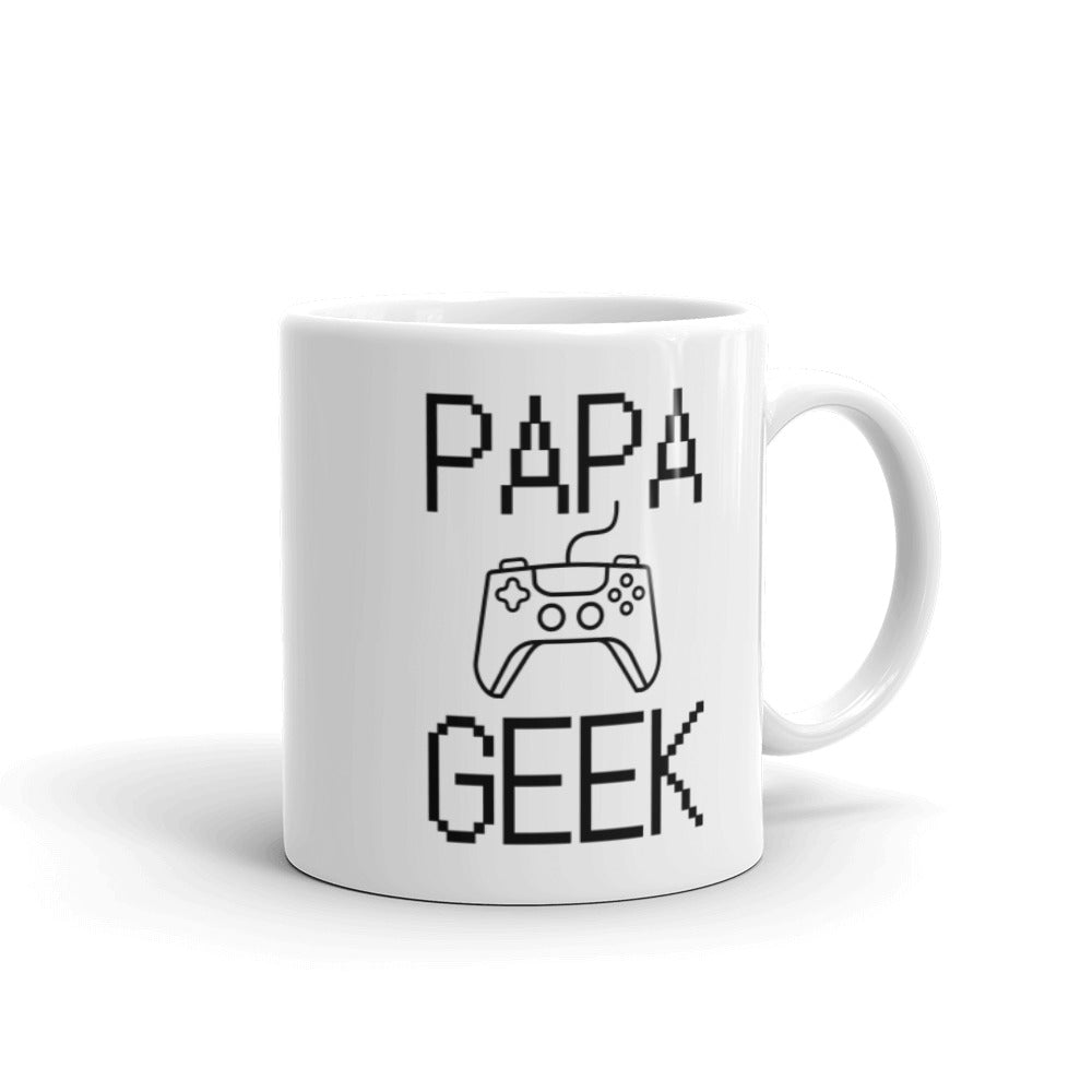 Mug Blanc Brillant Papa Geek