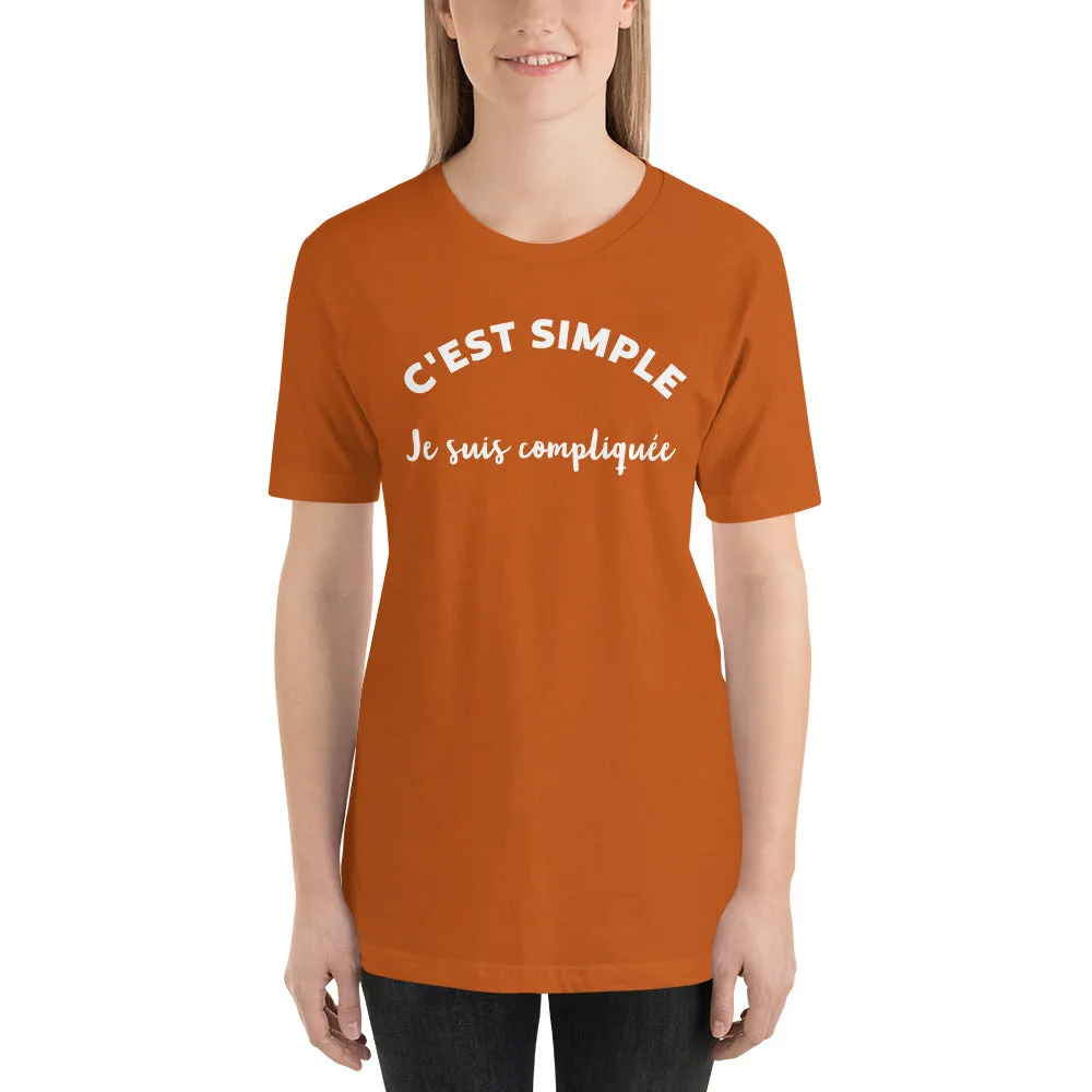 T-shirt unisexe C'est Simple Je Suis Compliquée (Lettrage blanc) – Image 13