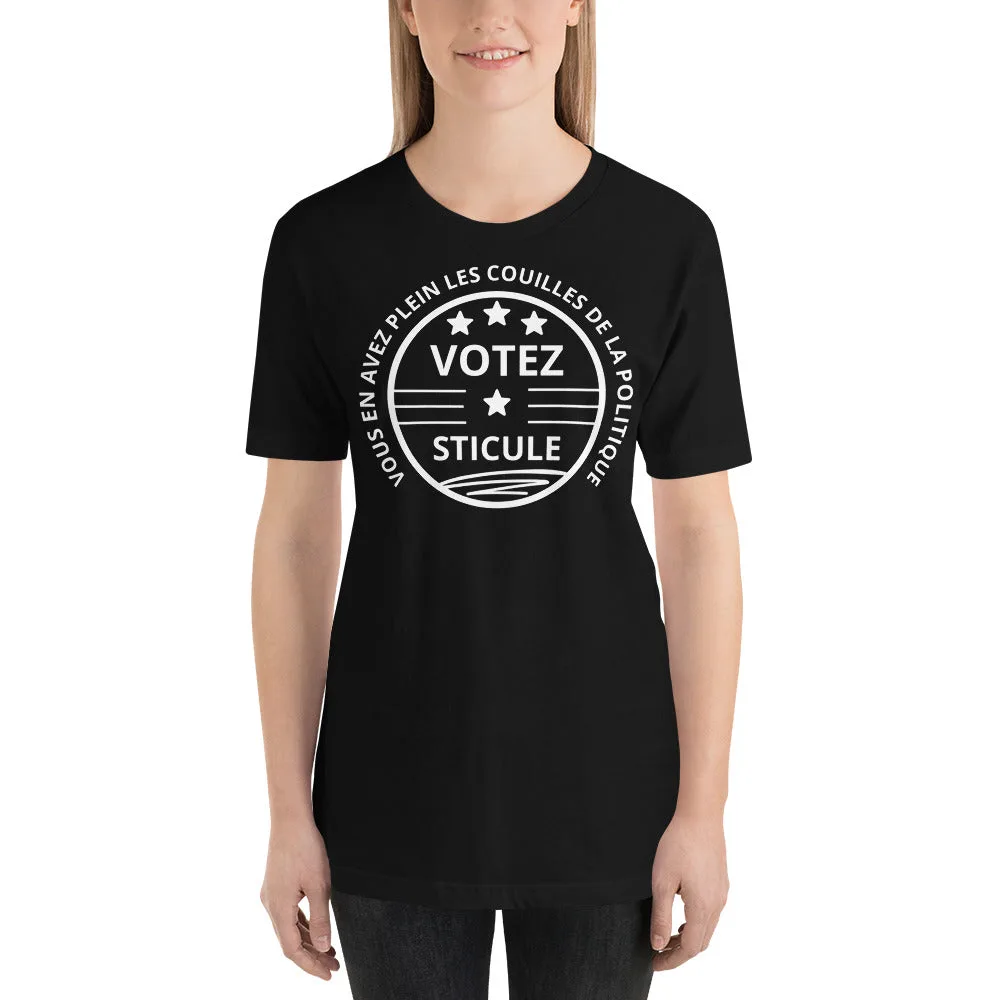 T-shirt unisexe Votez Sticule (Lettrage blanc) – Image 2