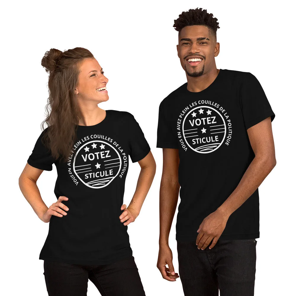 T-shirt unisexe Votez Sticule (Lettrage blanc) – Image 3