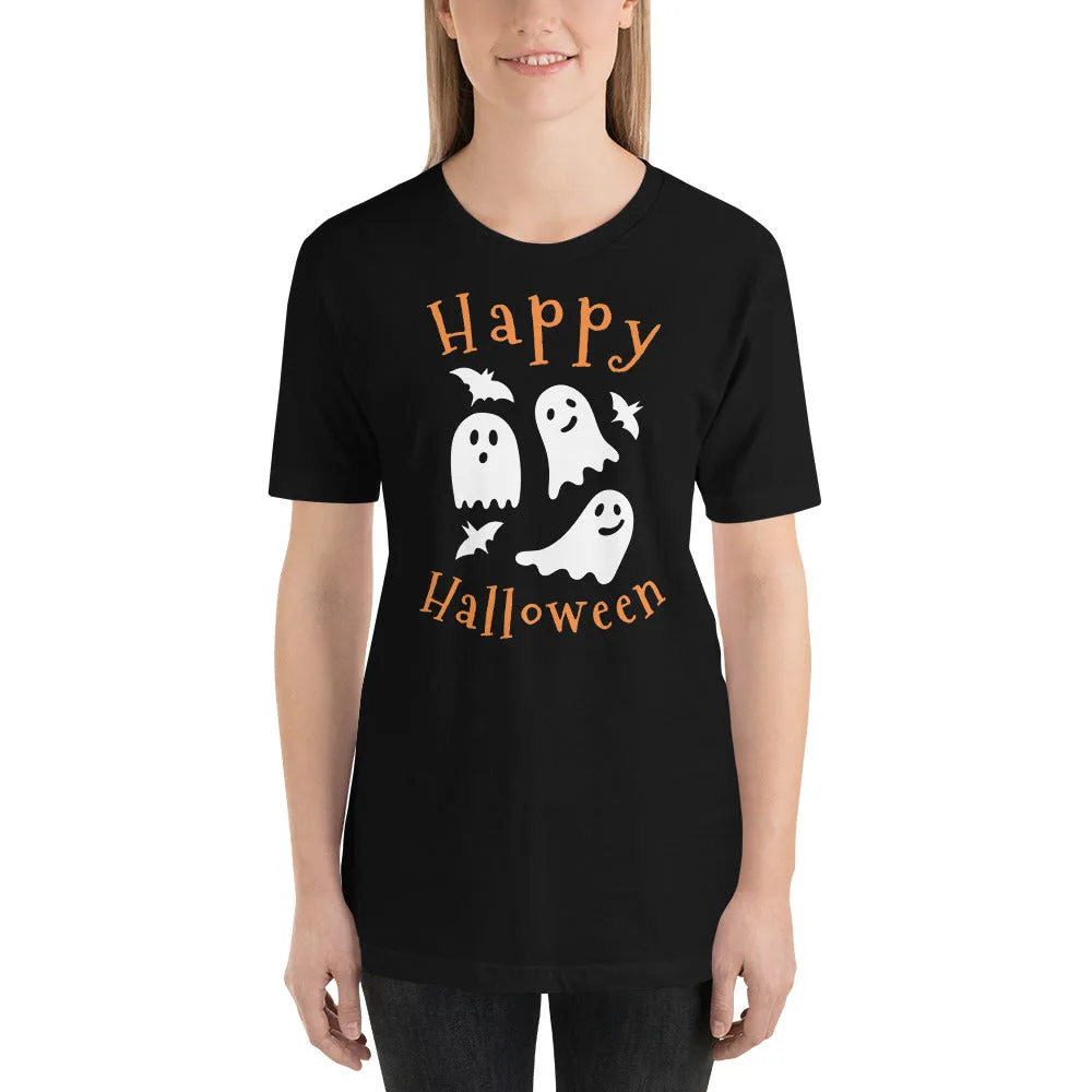 T-shirt unisexe Happy Halloween Fantômes et Chauves-Souris – Image 2