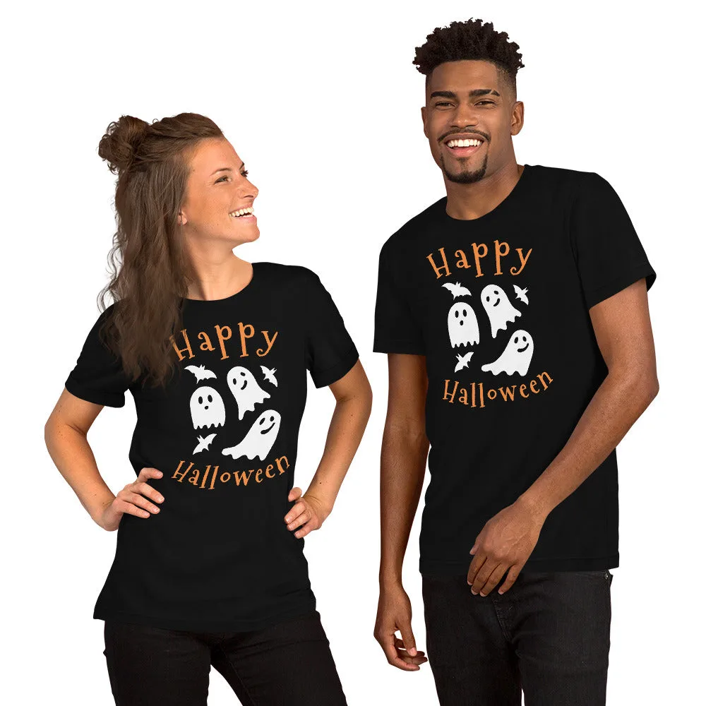 T-shirt unisexe Happy Halloween Fantômes et Chauves-Souris – Image 3