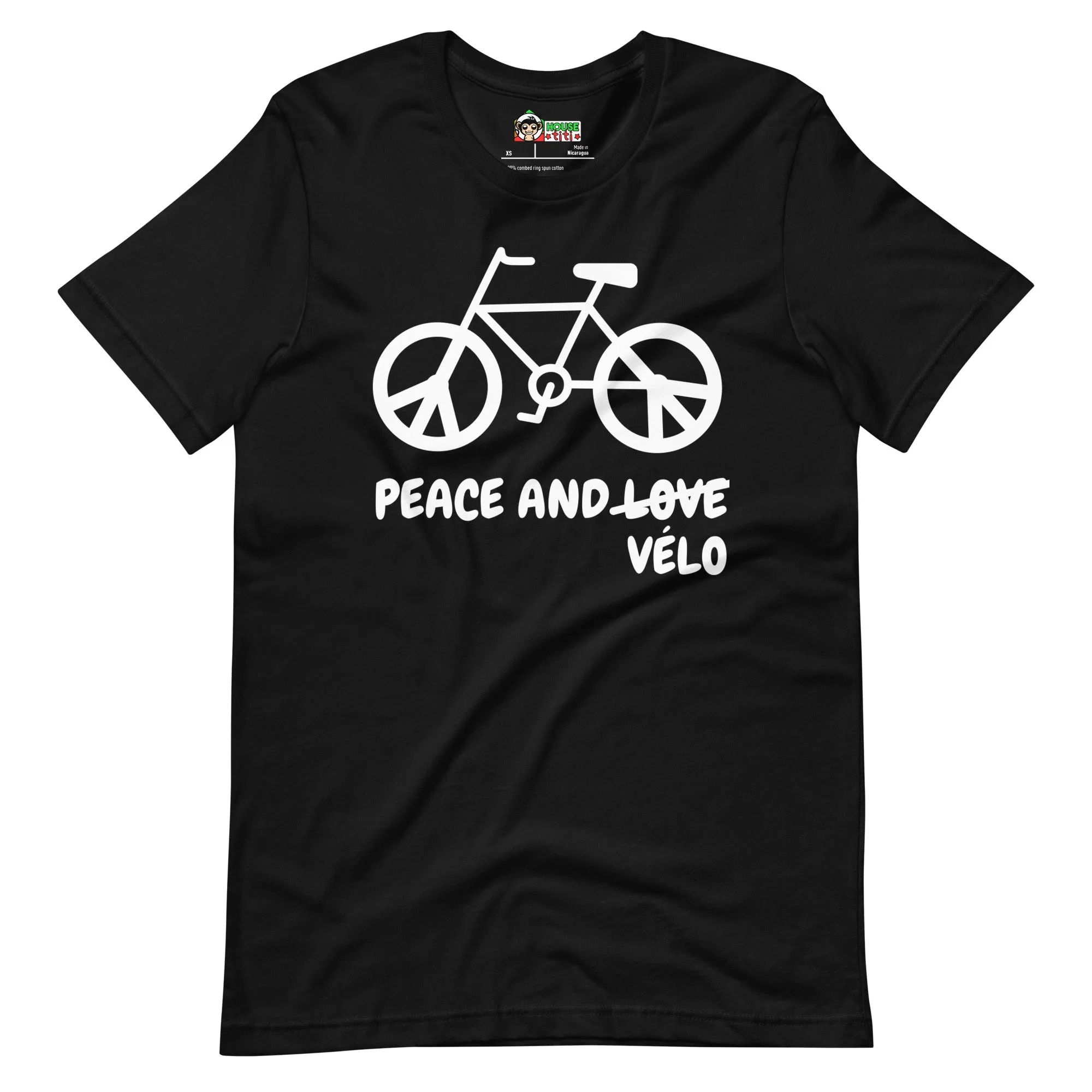 T-shirt unisexe Peace and Vélo (Lettrage clair) – Image 6