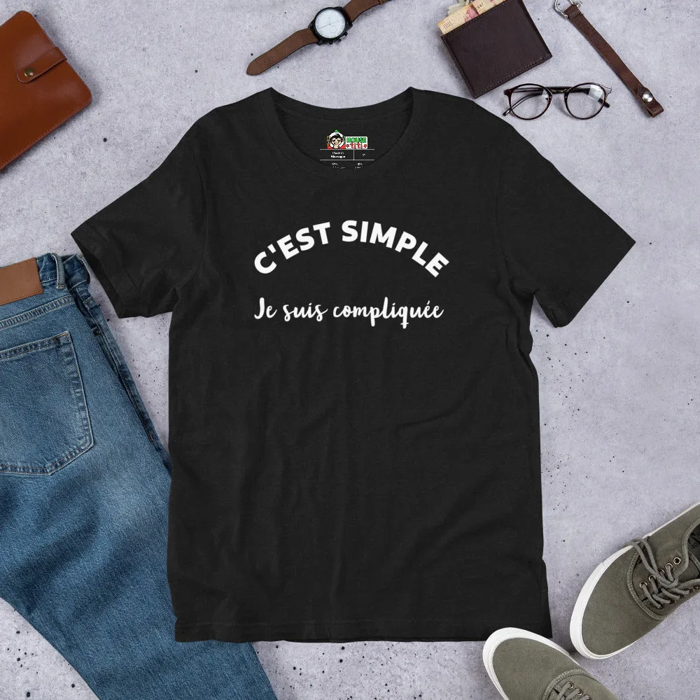 T-shirt unisexe C'est Simple Je Suis Compliquée (Lettrage blanc) – Image 4