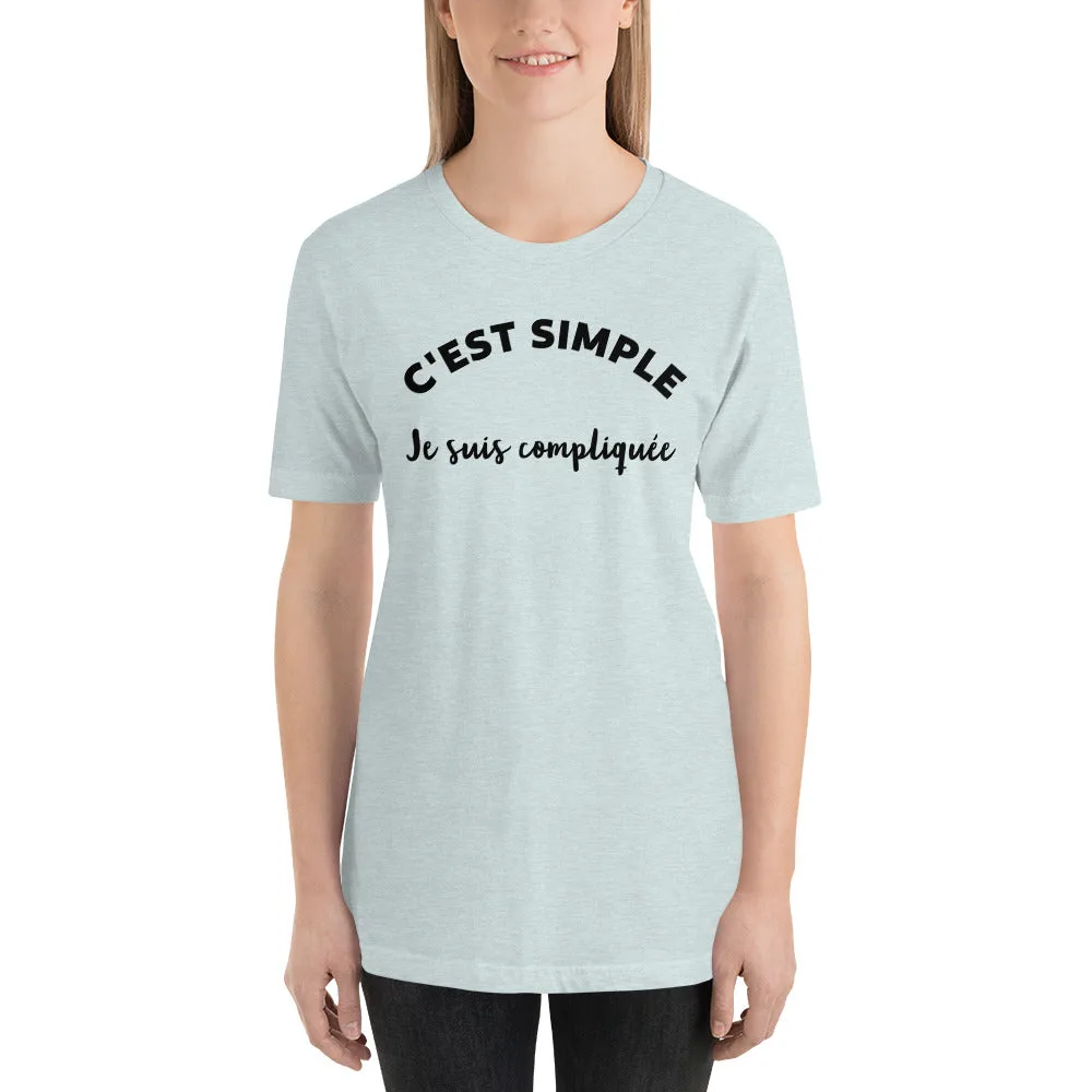 T-shirt unisexe C'est Simple Je Suis Compliquée (Lettrage noir) – Image 16