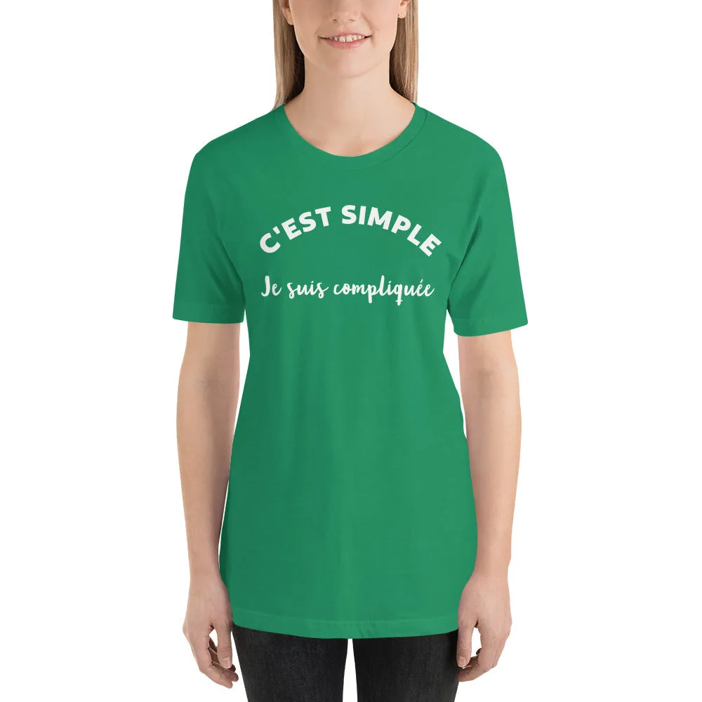 T-shirt unisexe C'est Simple Je Suis Compliquée (Lettrage blanc) – Image 15