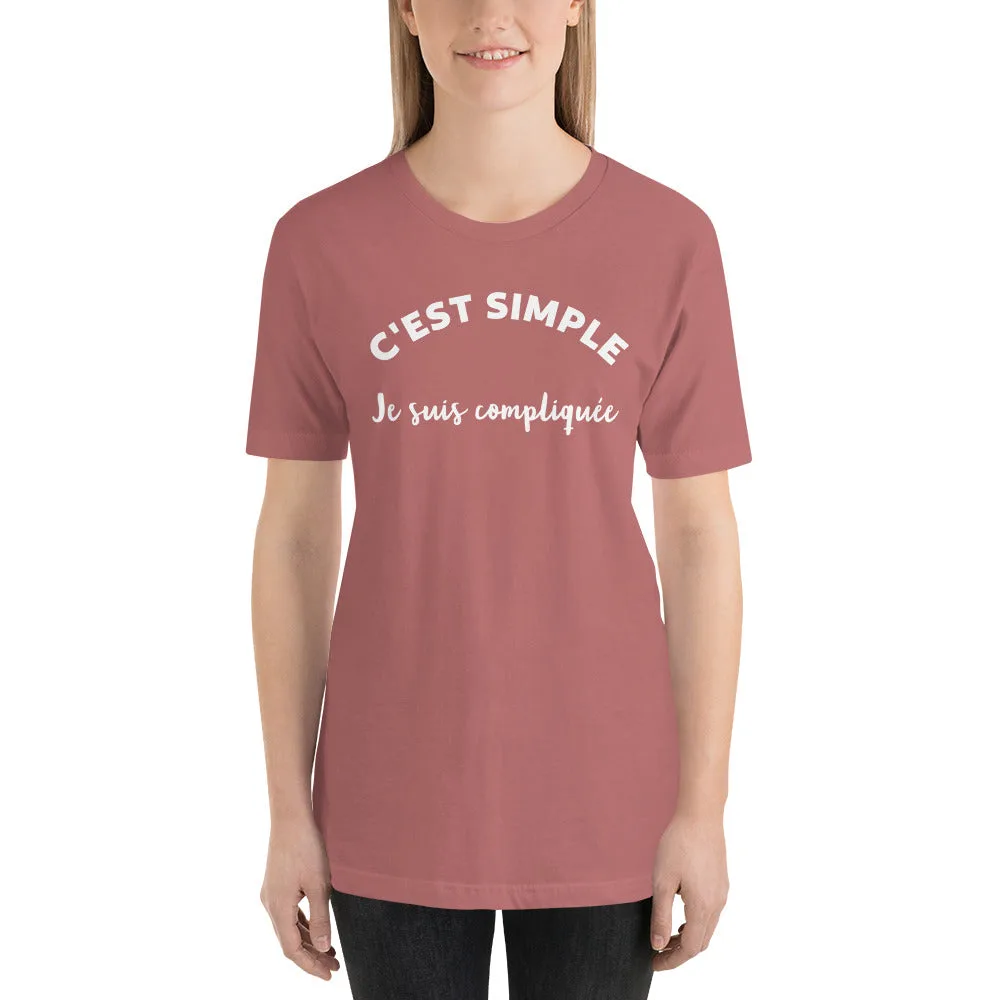 T-shirt unisexe C'est Simple Je Suis Compliquée (Lettrage blanc) – Image 16