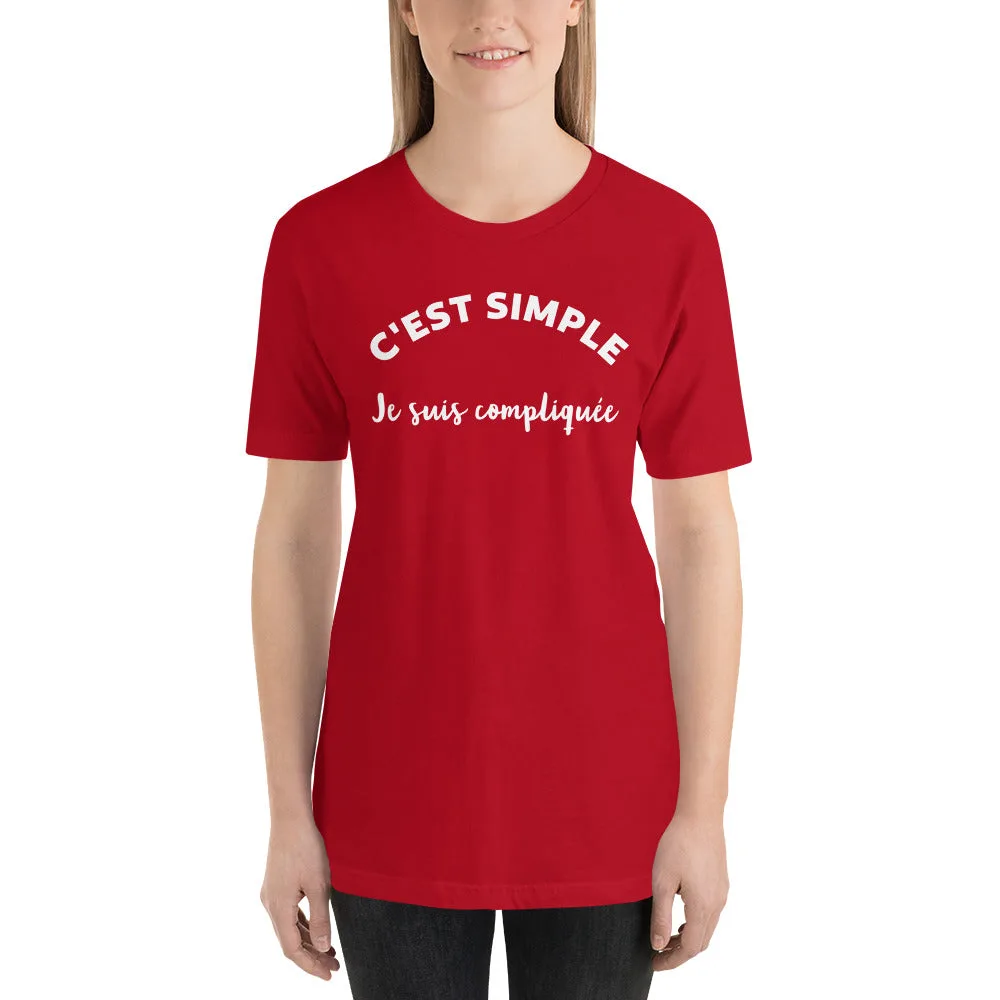 T-shirt unisexe C'est Simple Je Suis Compliquée (Lettrage blanc) – Image 11