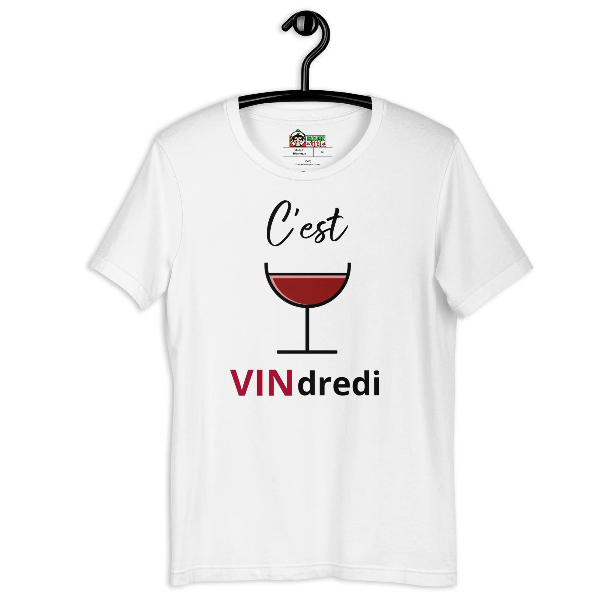 T-shirt unisexe C'est VINdredi (Lettrage noir) – Image 5