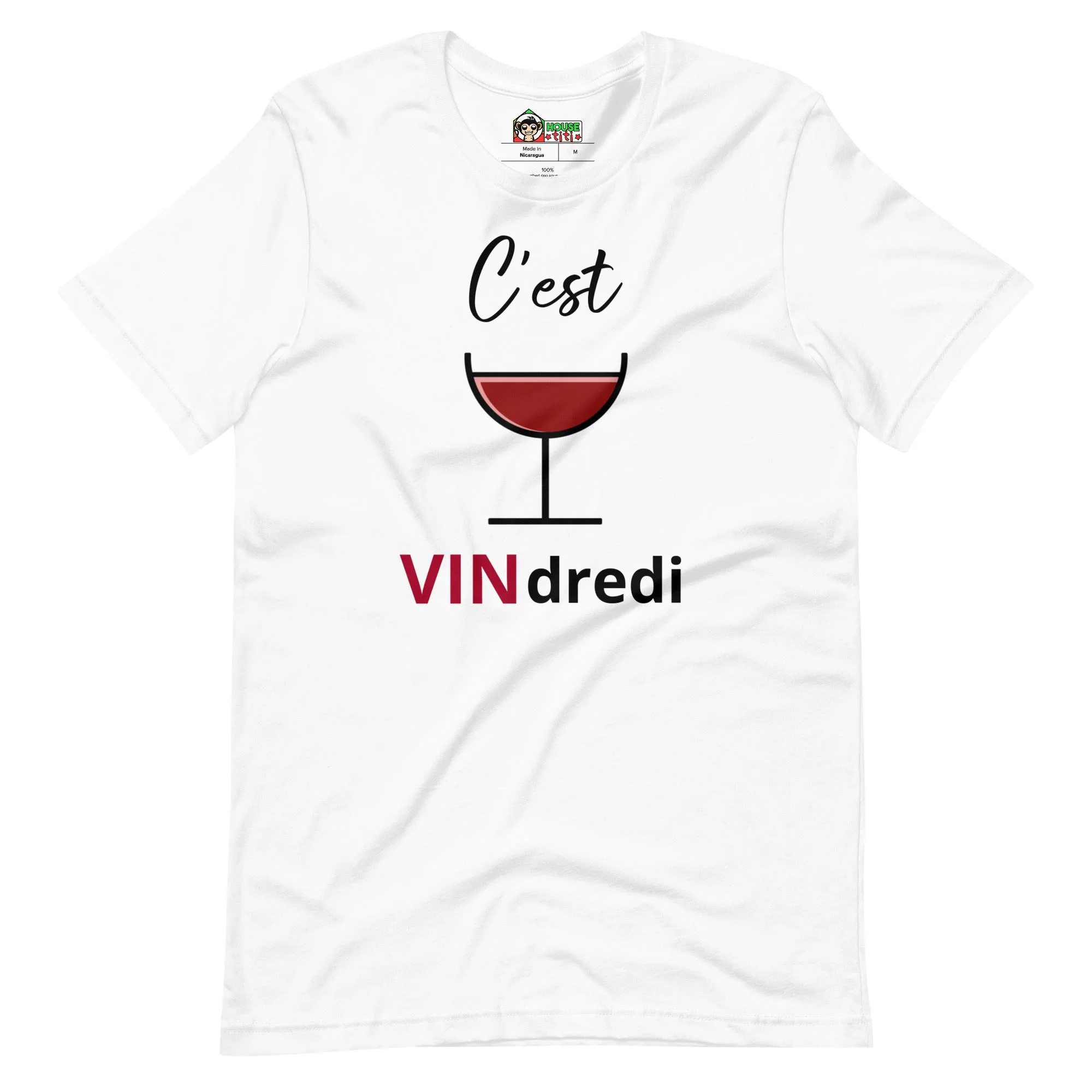 T-shirt unisexe C'est VINdredi (Lettrage noir) – Image 6