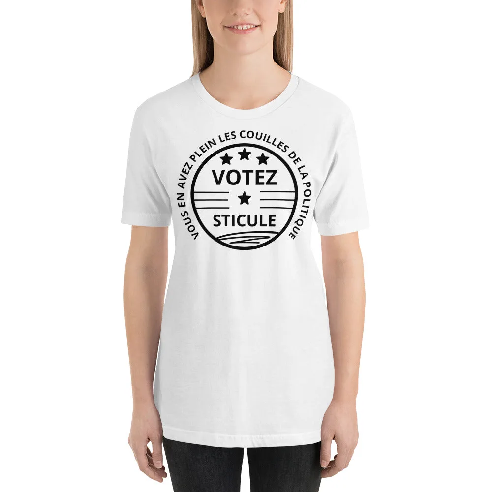 T-shirt unisexe Votez Sticule (Lettrage noir) – Image 2