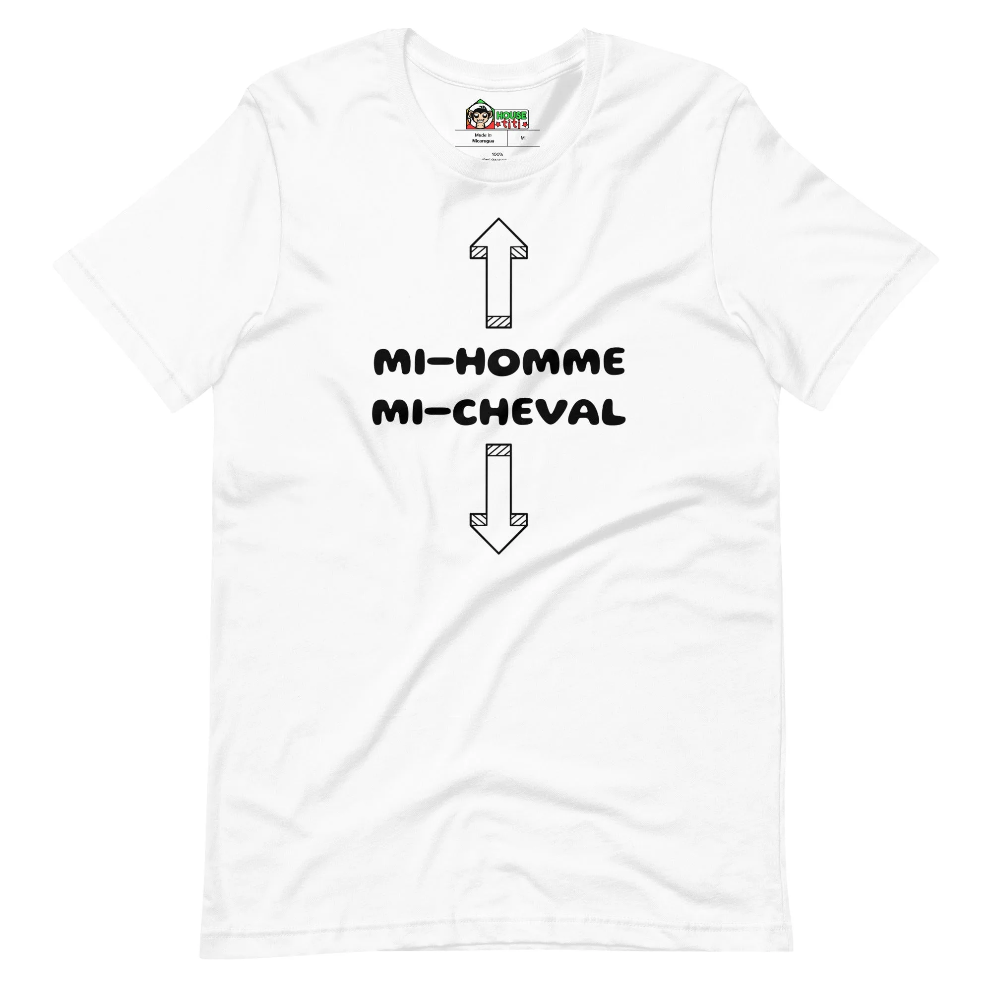 T-shirt unisexe Mi-Homme Mi-Cheval Lettrage foncé – Image 5