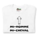T-shirt unisexe Mi-Homme Mi-Cheval Lettrage foncé