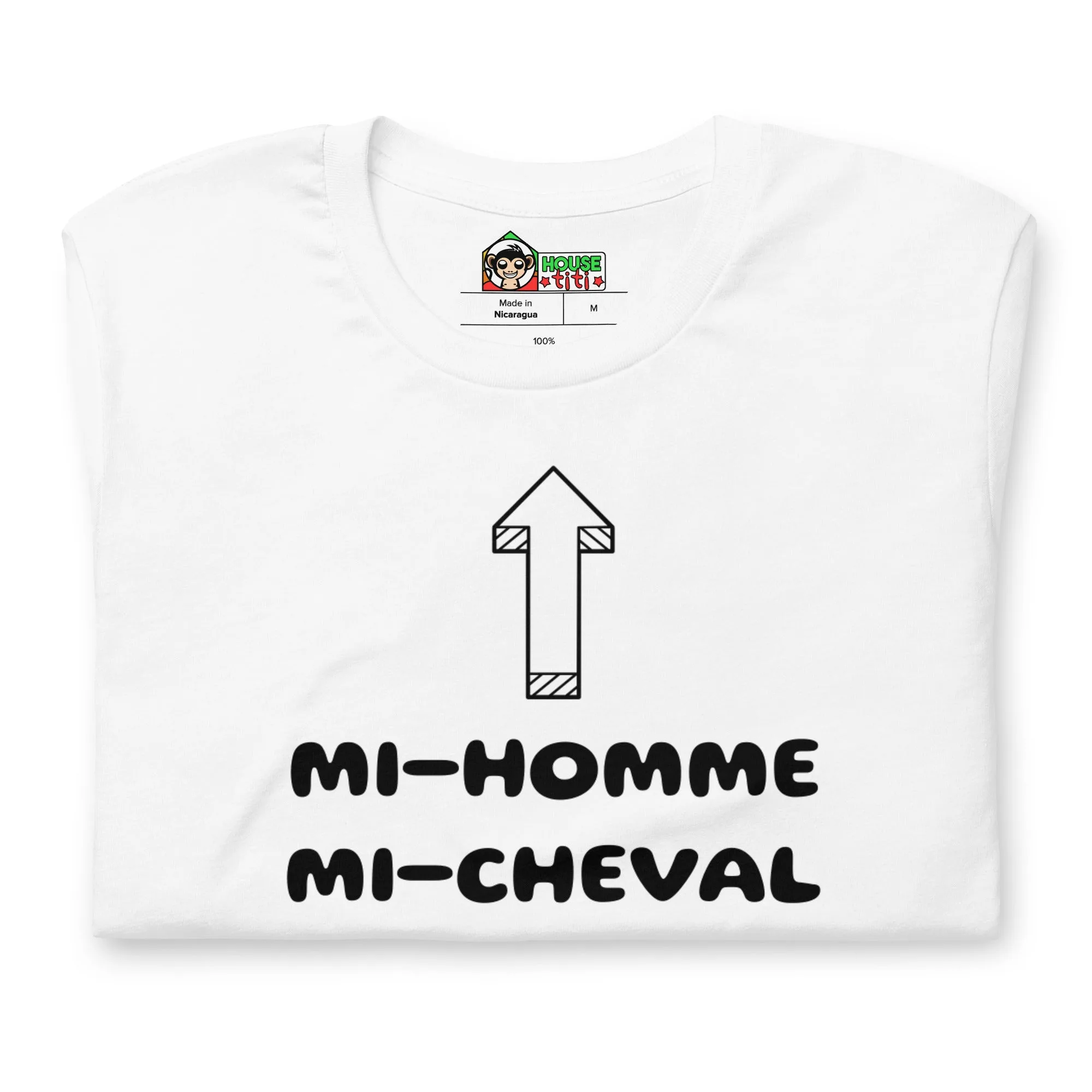 T-shirt unisexe Mi-Homme Mi-Cheval Lettrage foncé – Image 7
