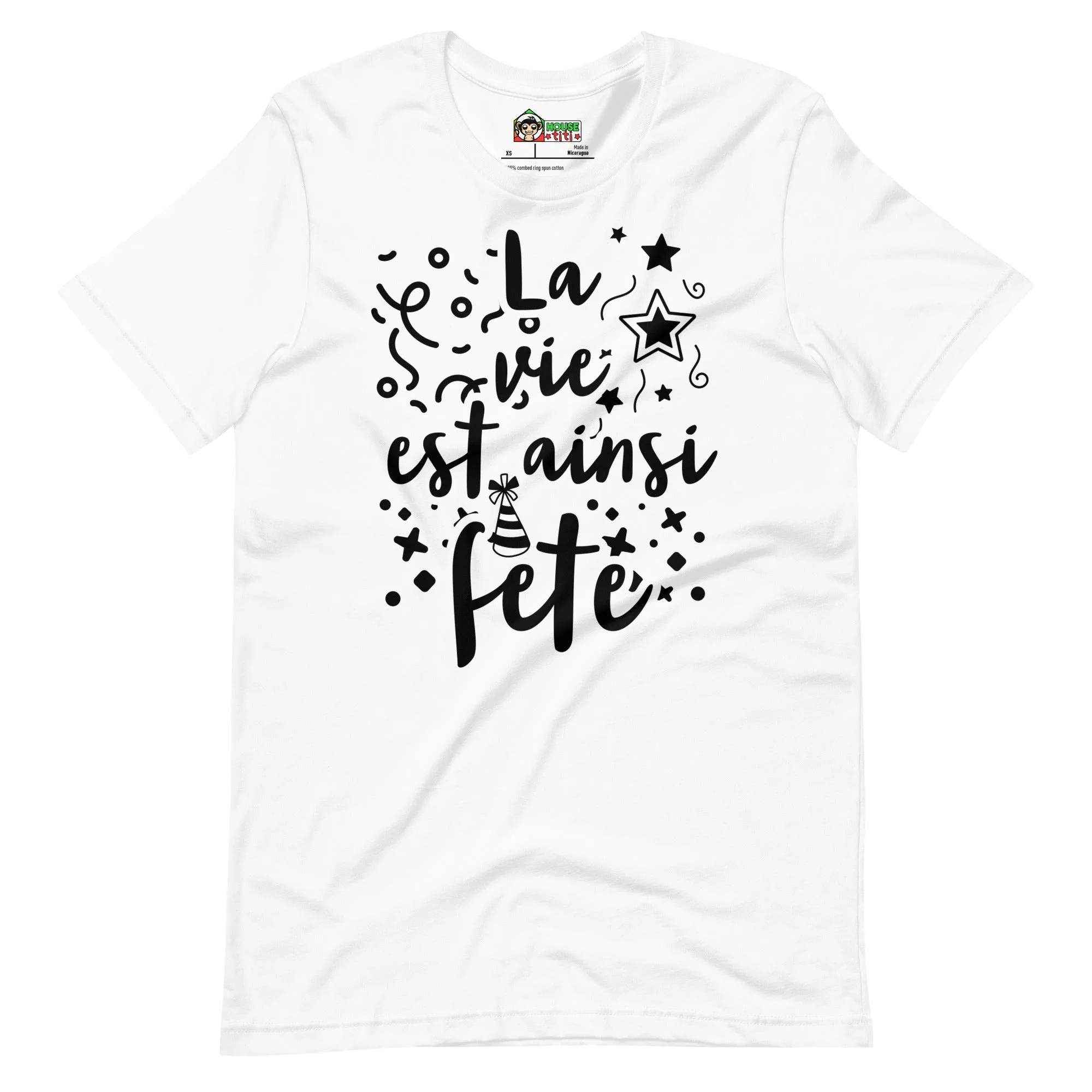 T-shirt unisexe La vie est ainsi Fête (Lettrage foncé) – Image 6