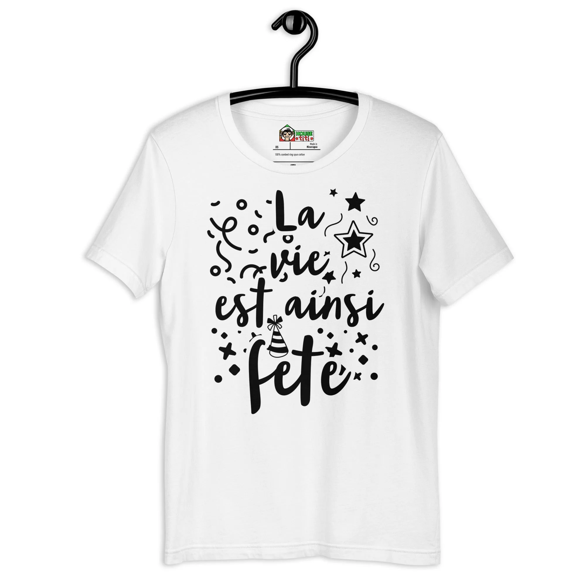 T-shirt unisexe La vie est ainsi Fête (Lettrage foncé) – Image 7