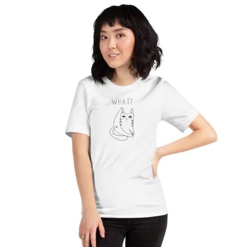 T-shirt Cat What Unisexe à Manches Courtes