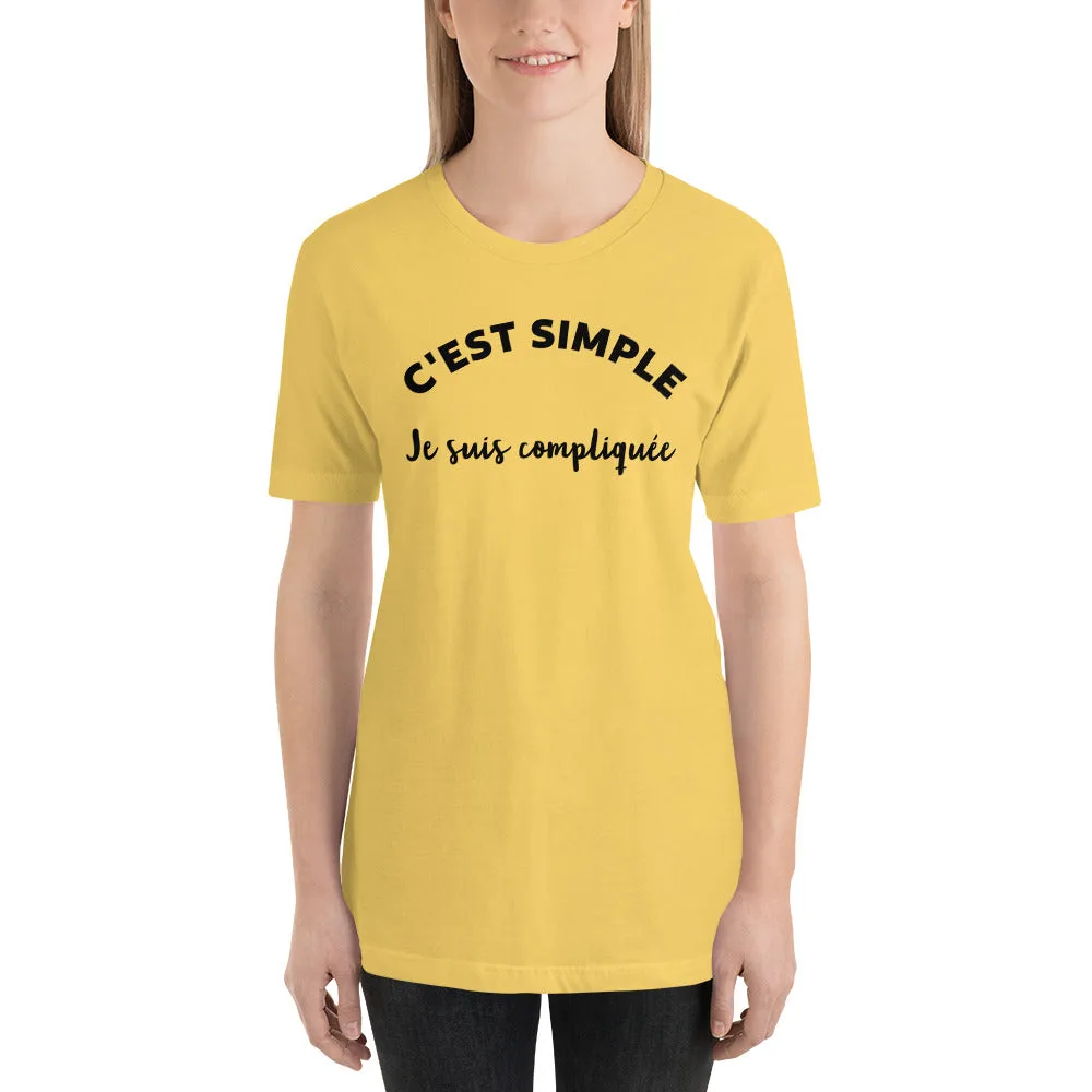 T-shirt unisexe C'est Simple Je Suis Compliquée (Lettrage noir) – Image 14