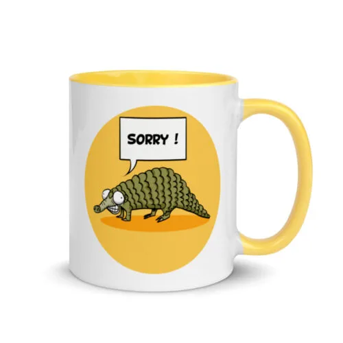 Mug à Intérieur Coloré Jaune Pangolin Sorry