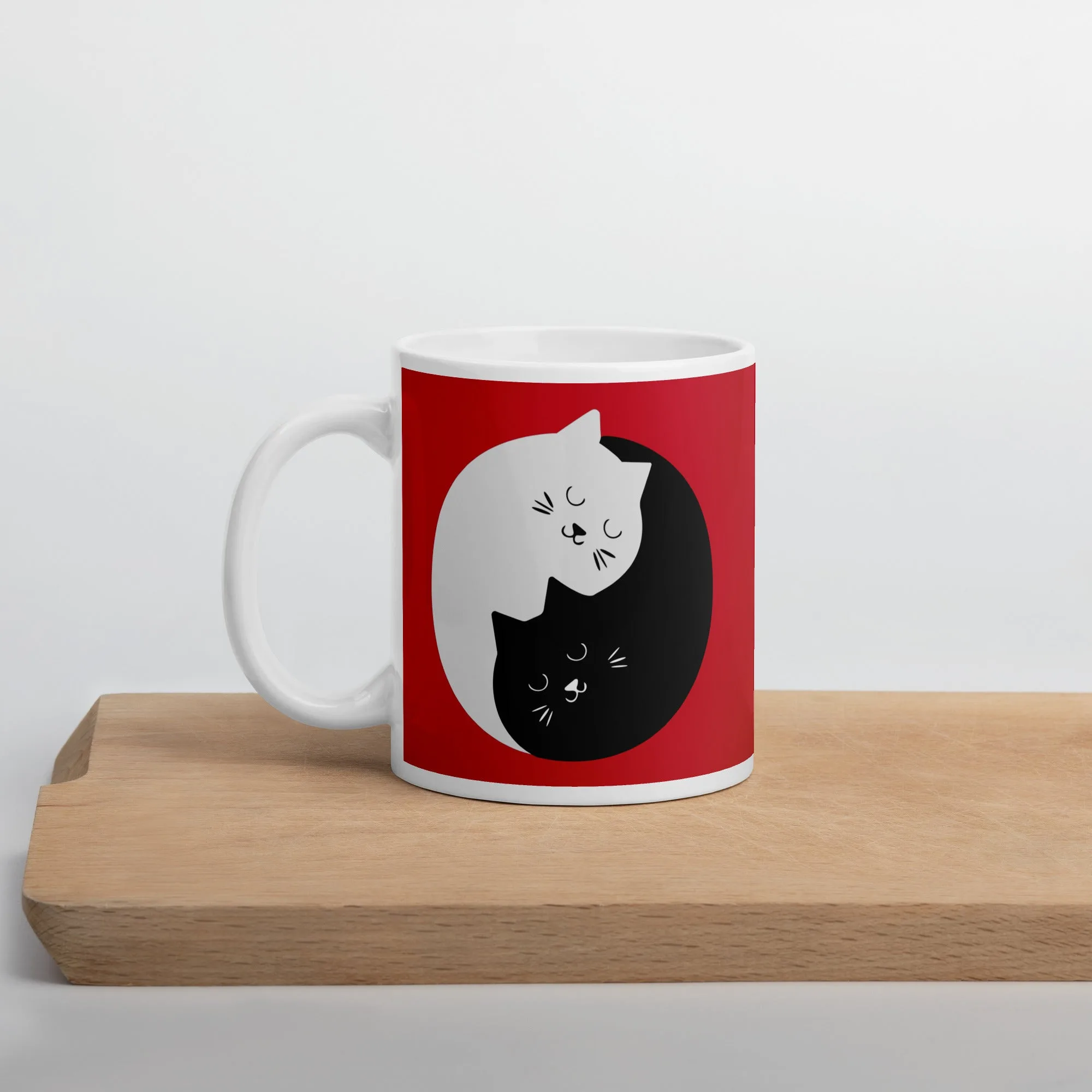Mug Blanc Brillant Chats Enlacés Ying Yang – Image 6