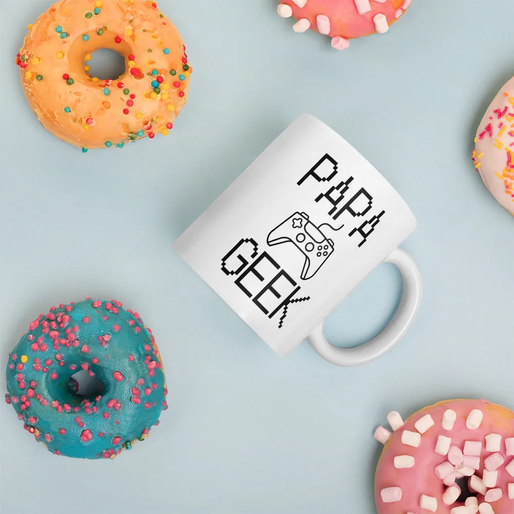 Mug Blanc Brillant Papa Geek – Image 8