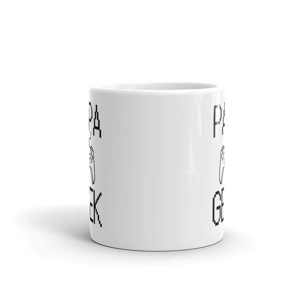 Mug Blanc Brillant Papa Geek – Image 2