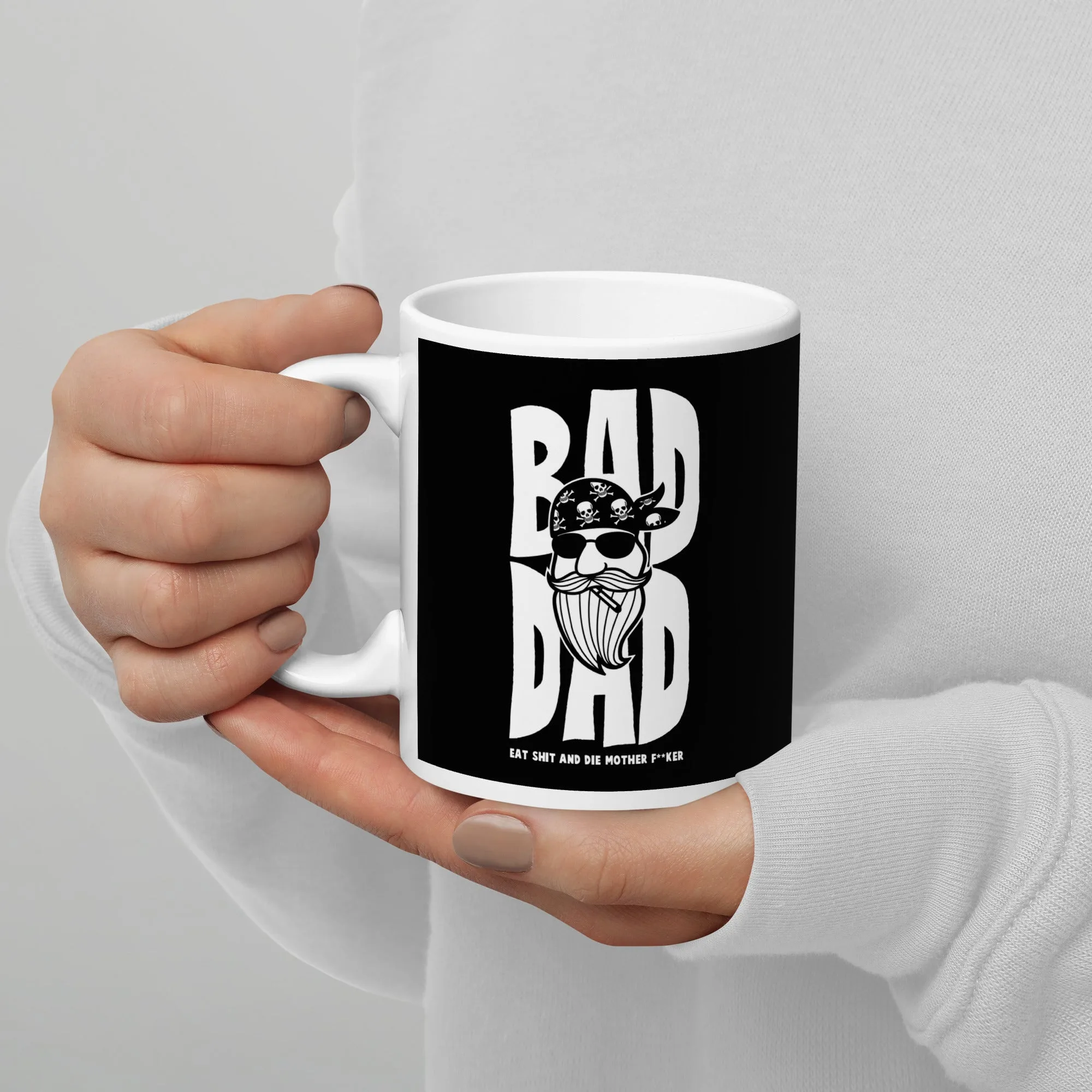 Mug Blanc Brillant Bad Dad – Image 4