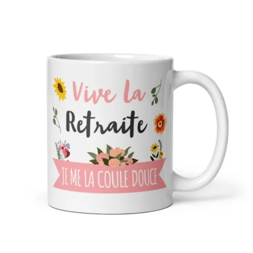 Mug Blanc Brillant Vive la Retraite