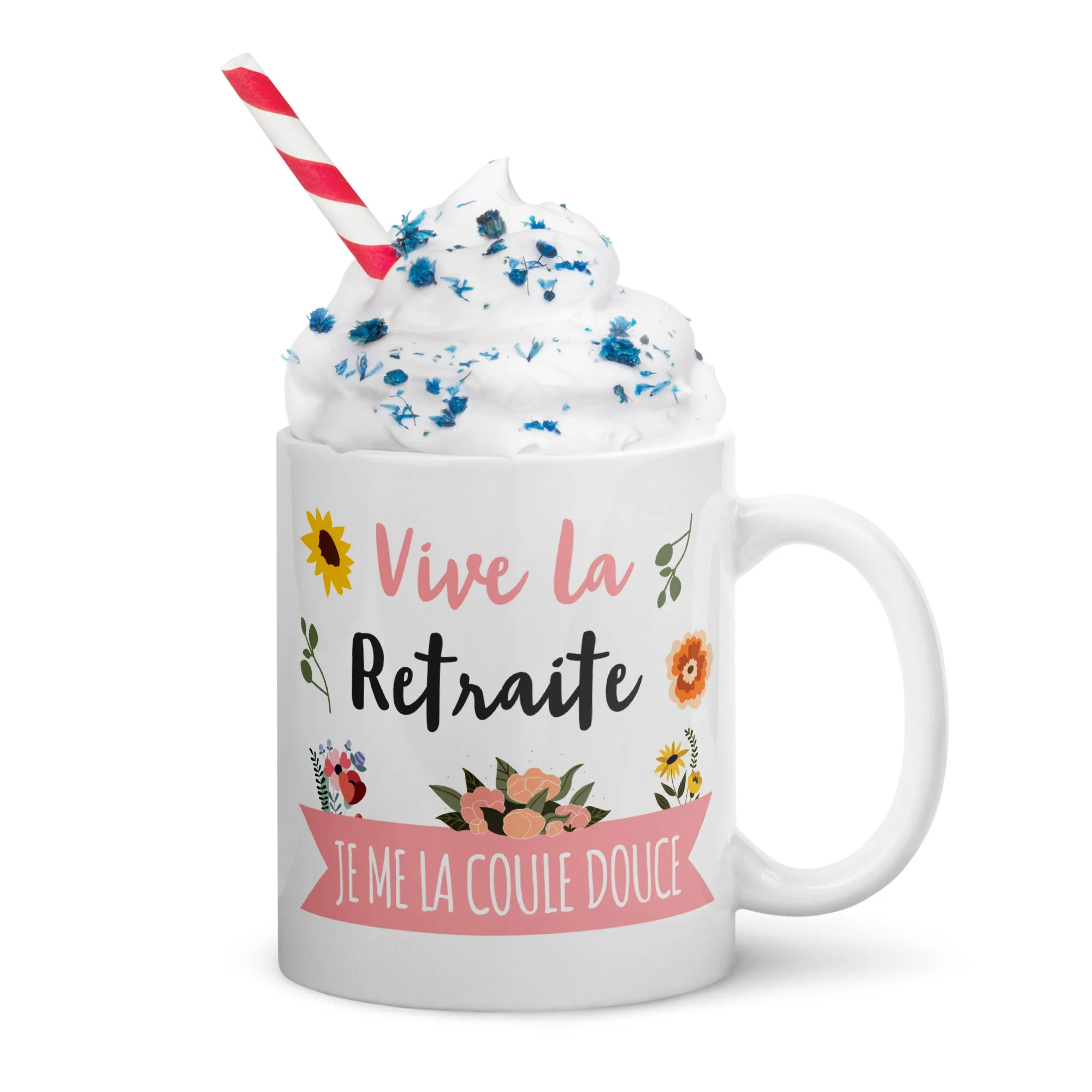 Mug Blanc Brillant Vive la Retraite – Image 4