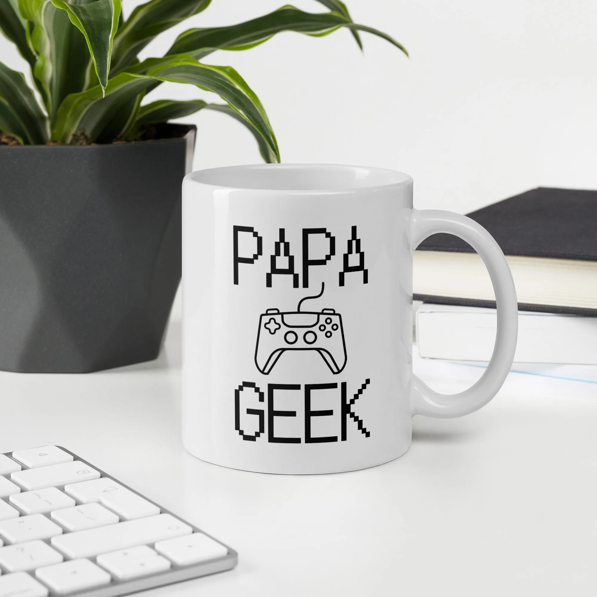Mug Blanc Brillant Papa Geek – Image 5