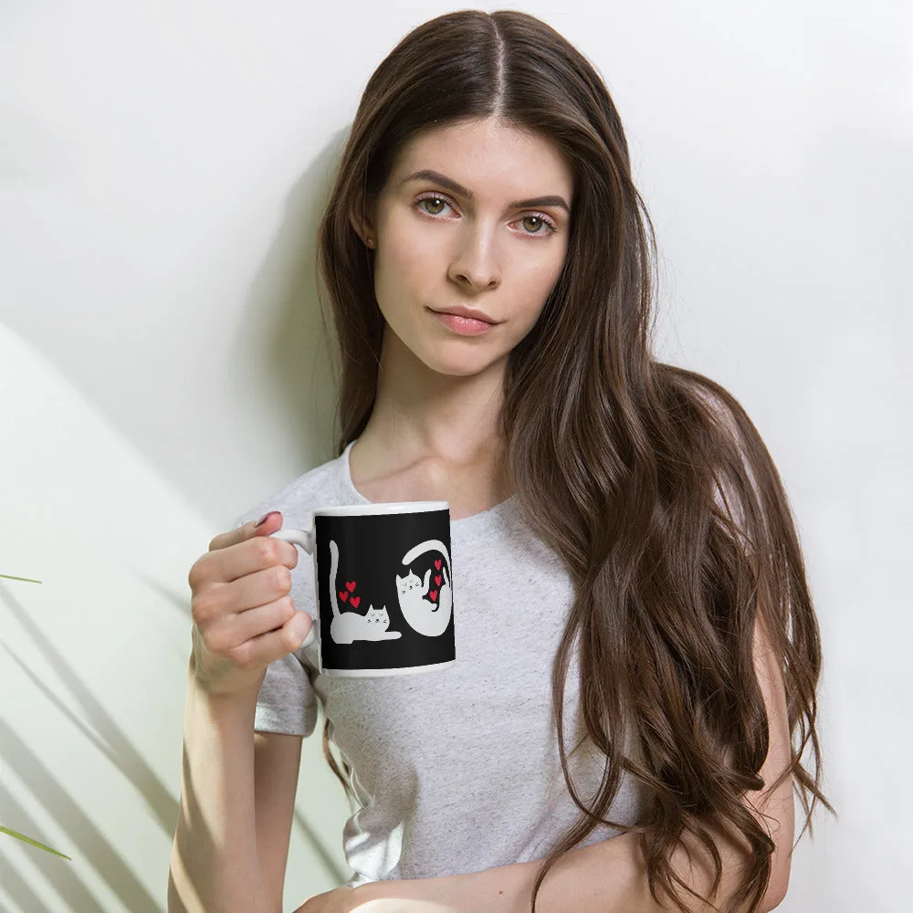 Mug Blanc Brillant Chats Love – Image 7