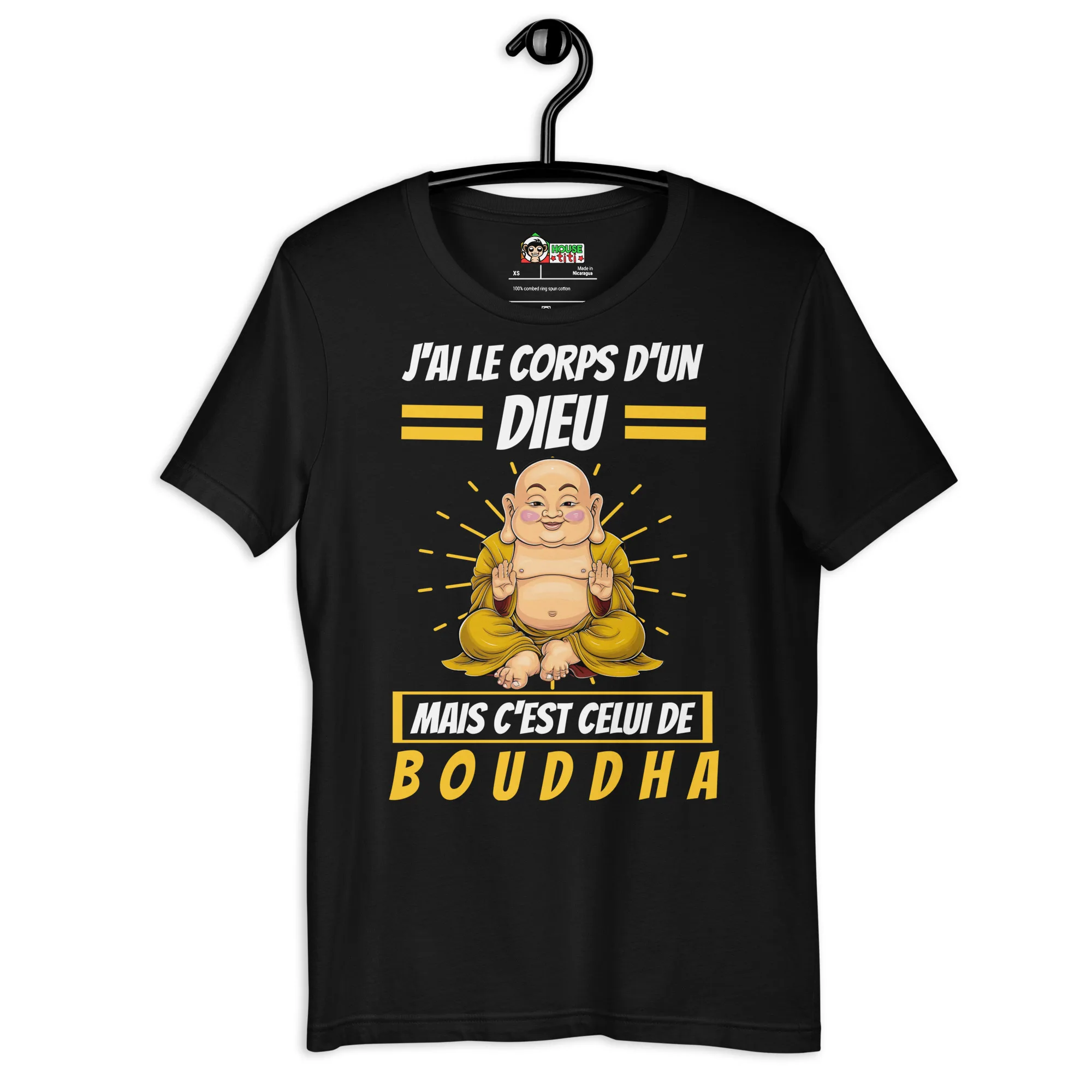 T-shirt unisexe J'ai le corps d'un Dieu mais c'est celui de Bouddha – Image 3