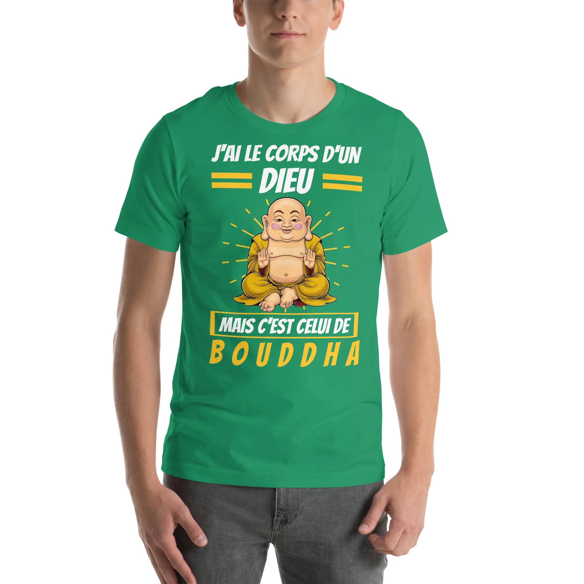 T-shirt unisexe J'ai le corps d'un Dieu mais c'est celui de Bouddha – Image 8